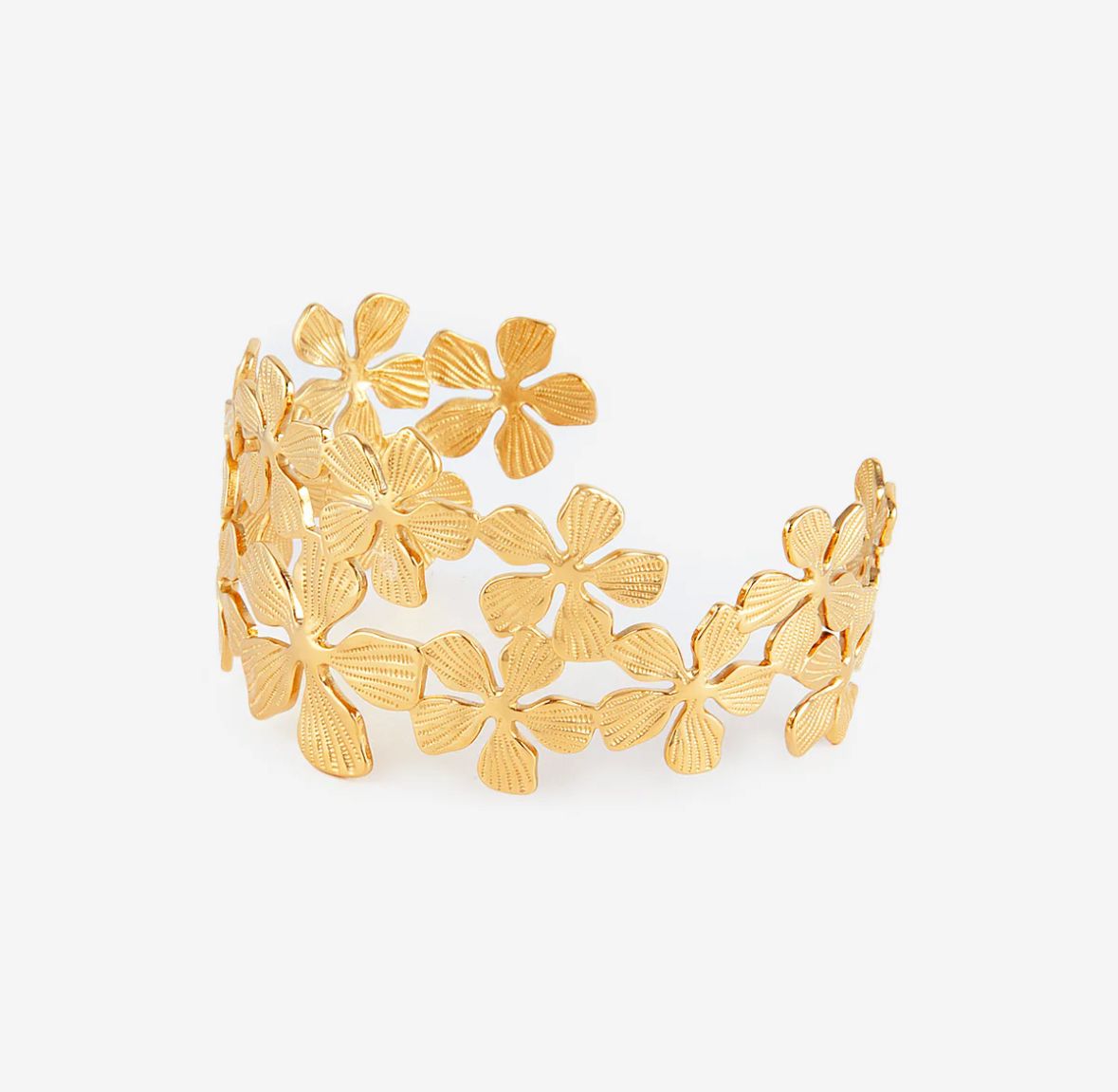 Bracelet ouvert avec fleur épaisse reliée