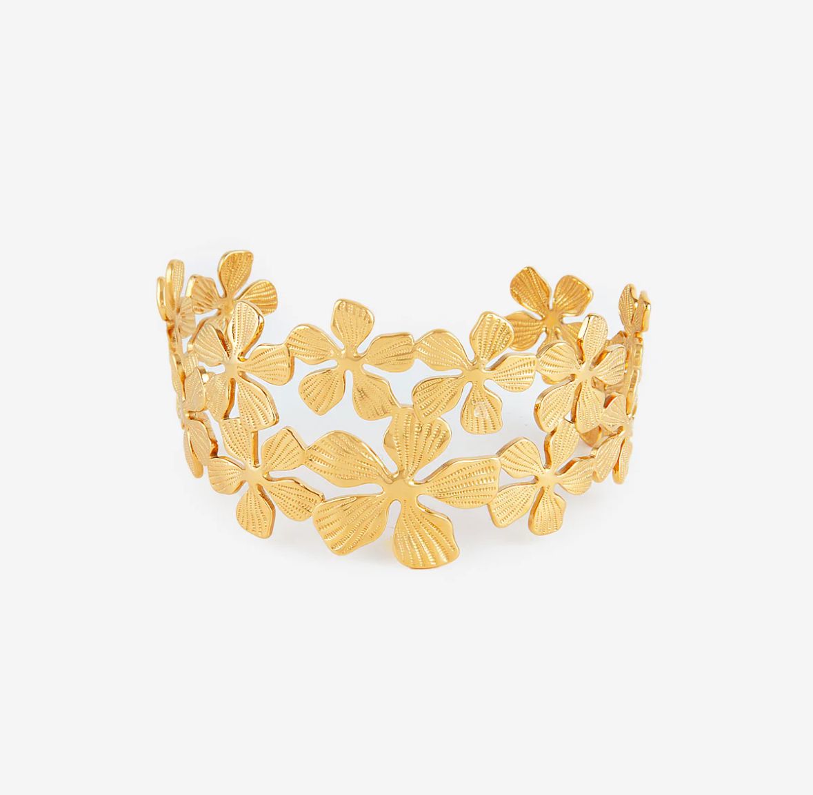 Bracelet ouvert avec fleur épaisse reliée