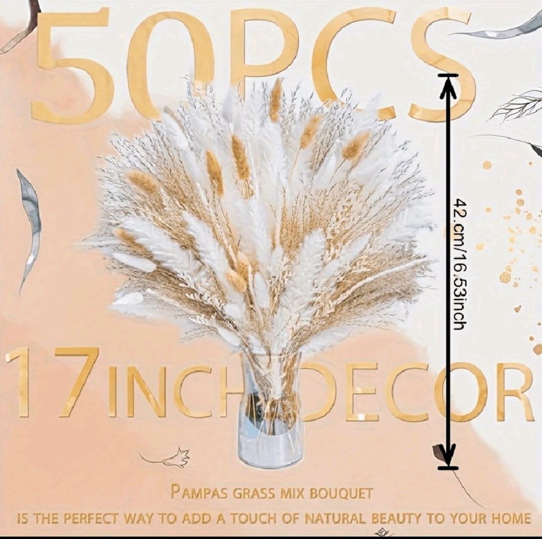 50 pièces, Bouquet de décoration en herbe de pampas