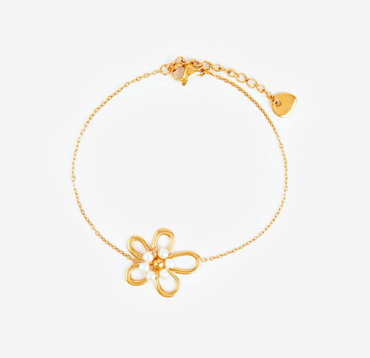 Bracelet avec fleur et perle